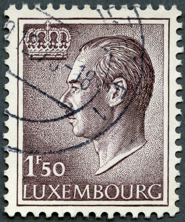 LUXEMBURG - CIRCA 1966: A stamp printed in Luxembourg shows Grand Duke Jean, circa 1966のeditorial素材