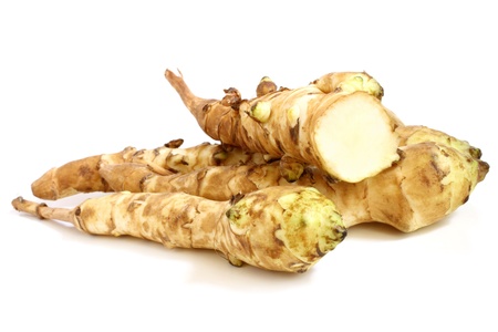 Jerusalem artichoke on a white backgroundの写真素材