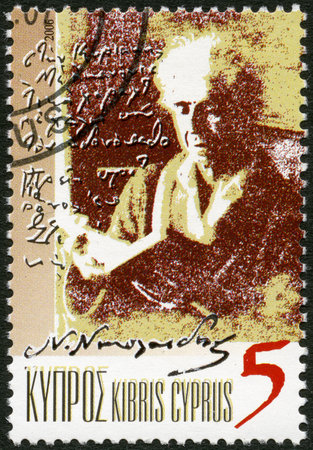 CYPRUS - CIRCA 2006  A stamp printed in Cyprus shows Nicos Nicolaides  1884-1956 , Writer, circa 2006のeditorial素材