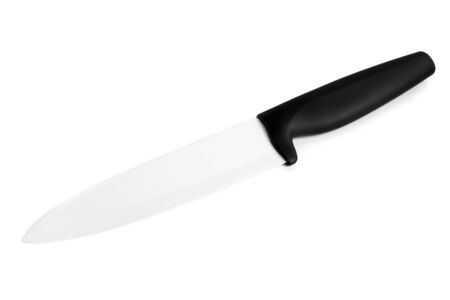 Chefs ceramic knife on a white backgroundの写真素材