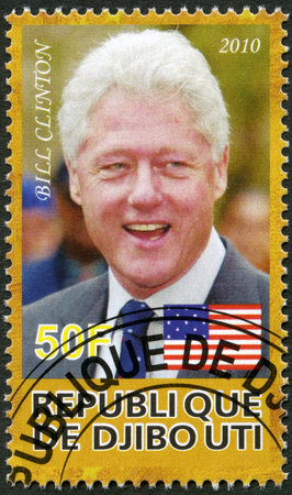 DJIBOUTI - CIRCA 2010: A stamp printed in Republic of Djibouti shows Bill Clinton, the 42nd President of the United States,  circa 2010のeditorial素材