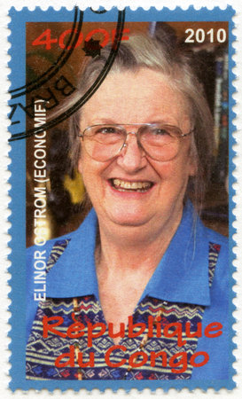 CONGO - CIRCA 2010: A stamp printed in Congo shows  Elinor Ostrom, series Nobel Prize winners, circa...