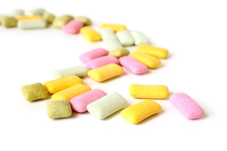 Chewing gum on a white backgroundの写真素材