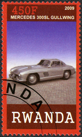 RWANDA - CIRCA 2009: A stamp printed in Republic of Rwanda shows Mercedes 300 SL Gullwing, circa...