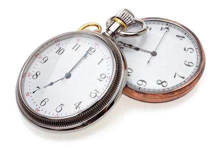 Pocket watches on a white background