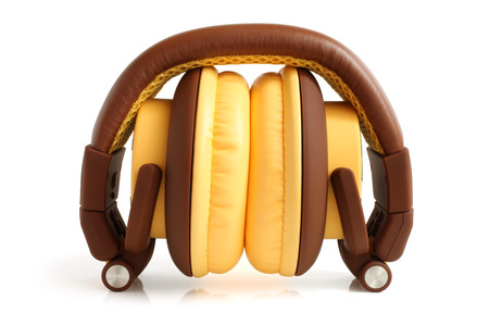 Earphones on white backgroundの写真素材