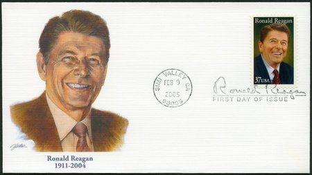 USA - CIRCA 2005: A stamp printed in United States shows Ronald Reagan (1911-2004), 40th President,...