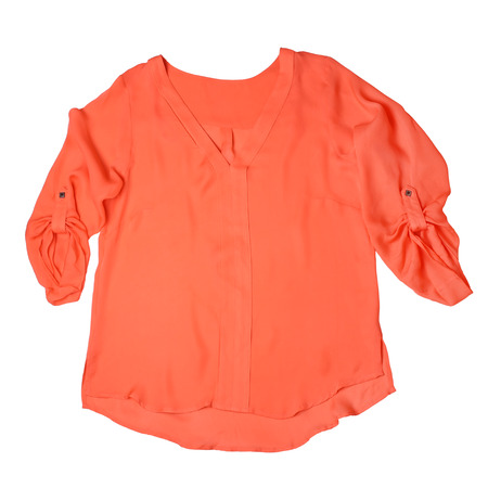 Fashionable women's blouse isolated on white backgroundの写真素材