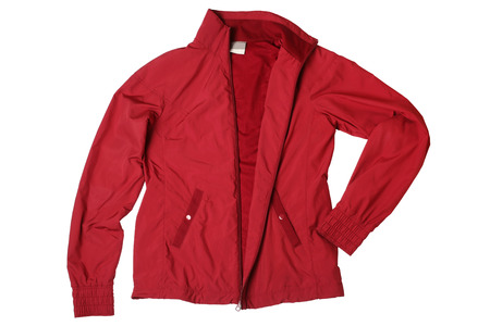 Red woman's sports jacket isolated on white background