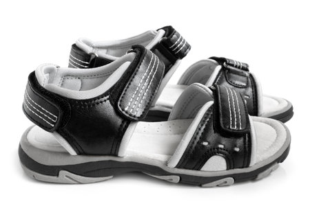 Child's sandals on white backgroundのeditorial素材