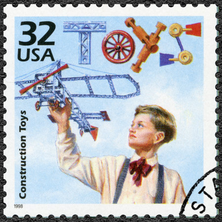 UNITED STATES OF AMERICA - CIRCA 1998: A stamp printed in USA shows Construction toys, series...