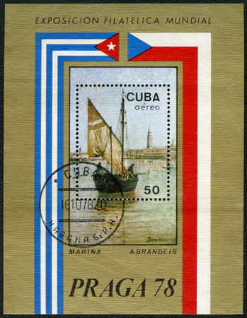 CUBA - CIRCA 1978: A stamp printed in Cuba shows Marina by A.Brandeis, Praga78, circa 1978のeditorial素材