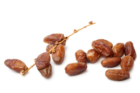 Dried dates on white backgroundの写真素材