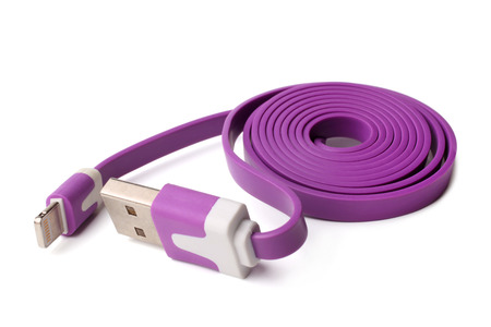 8 Pin to USB Cable on white backgroundの写真素材