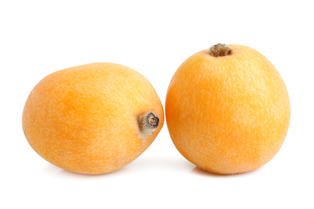 Loquat medlar on white backgroundの写真素材