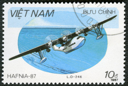 VIETNAM - CIRCA 1987: A stamp printed in Vietnam shows Amphibian LeO H-246, series Hafnia 87, circa...