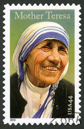 USA - CIRCA 2010: A stamp printed in USA shows Mother Teresa (1910-1997), circa 2010のeditorial素材