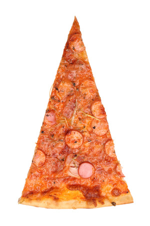 Slice of pizza isolated on white backgroundの写真素材