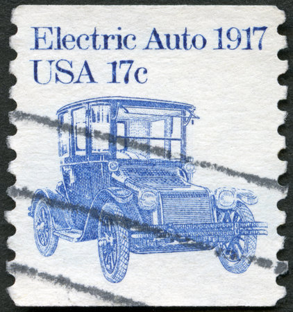 UNITED STATES OF AMERICA - CIRCA 1985: A stamp printed in USA shows Electric Auto 1917, series...