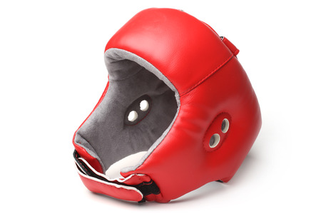 Boxing helmet on white backgroundの写真素材