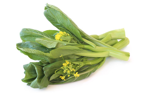 Bunch of floral Choy sum on white backgroundの写真素材