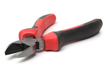 Diagonal cutting pliers on white background