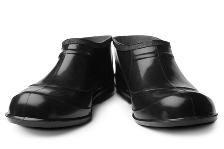 Pair rubber galoshes on white backgroundの写真素材