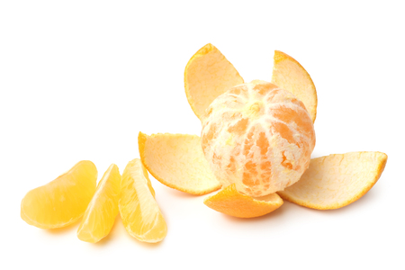 Clementines on white backgroundの写真素材