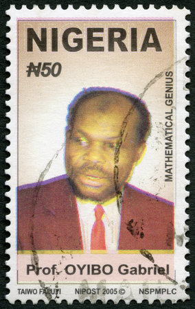 NIGERIA - CIRCA 2006: A stamp printed in Nigeria shows Professor Gabriel Oyibo Audu (born 1952), mathematician, circa 2006のeditorial素材