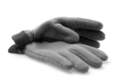Male fleece gloves on white backgroundの写真素材