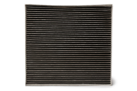 Dirty cabin air filter for car on white backgroundの写真素材