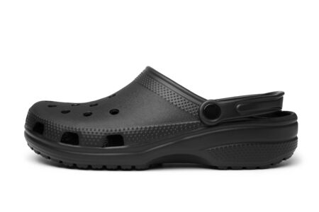 Black rubber slipper on white background