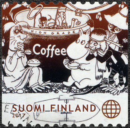 FINLAND - CIRCA 2017: A stamp printed in Finland shows The time travel, circa 2017のeditorial素材