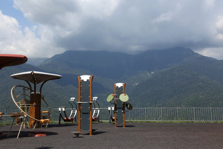 The outdoor gym on mountain, Rosa Khutor Alpine Resort, Sochi, Russia