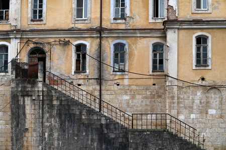 View from the courtyard of the New Athos Monastery in New Athos, Abkhaziaの写真素材