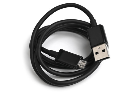 Cable connector micro-USB to USB on white background