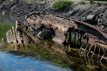 Cemetery of old ships, the wrecks of shipsの写真素材
