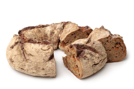 Carrot bread on white backgroundの写真素材