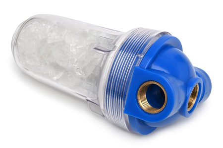 Polyphosphate filter for boiler on white backgroundの写真素材