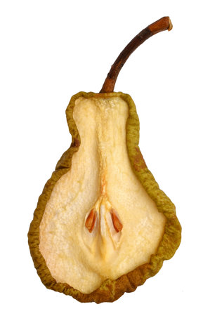 Dried pear slice isolated on white backgroundの写真素材