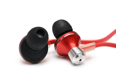 Earphones on white background