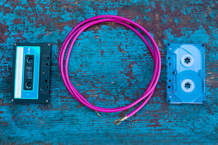 audio cassette with wireの写真素材
