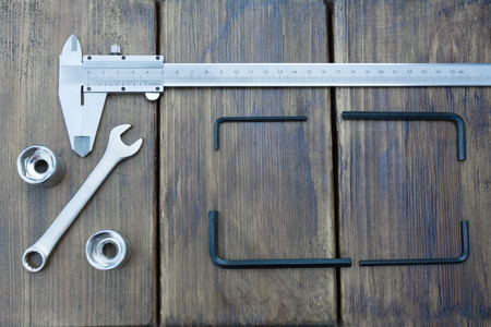 set of tools and Vernier caliperの写真素材
