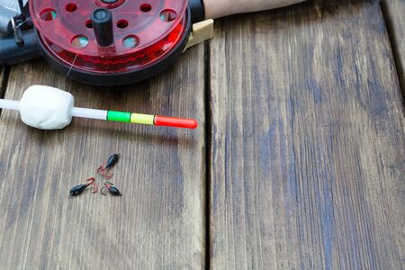 set of gear fishermanの写真素材