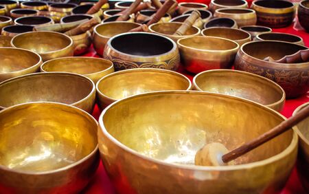 Tibetan singing bowlsの写真素材