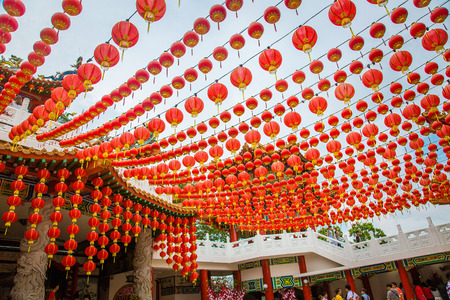 Chinese red lanterns decorated. Thean Hou Temple. KUALA LUMPUR, MALAYSIAの写真素材