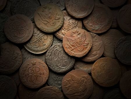 old russian coins background texture