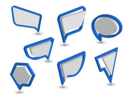 imple web dialog speech bubble. Rounded square shapes with reflection and shadow on white backgroundのイラスト素材