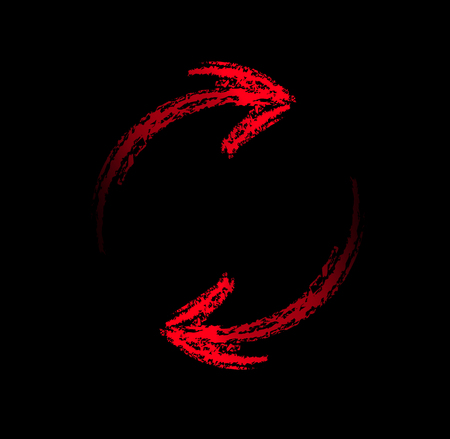 hand-painted brush stroke arrows on black backgroundの写真素材