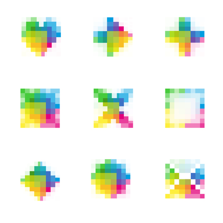 9 bit item icons, flat vector symbols. Colorful icons.のイラスト素材